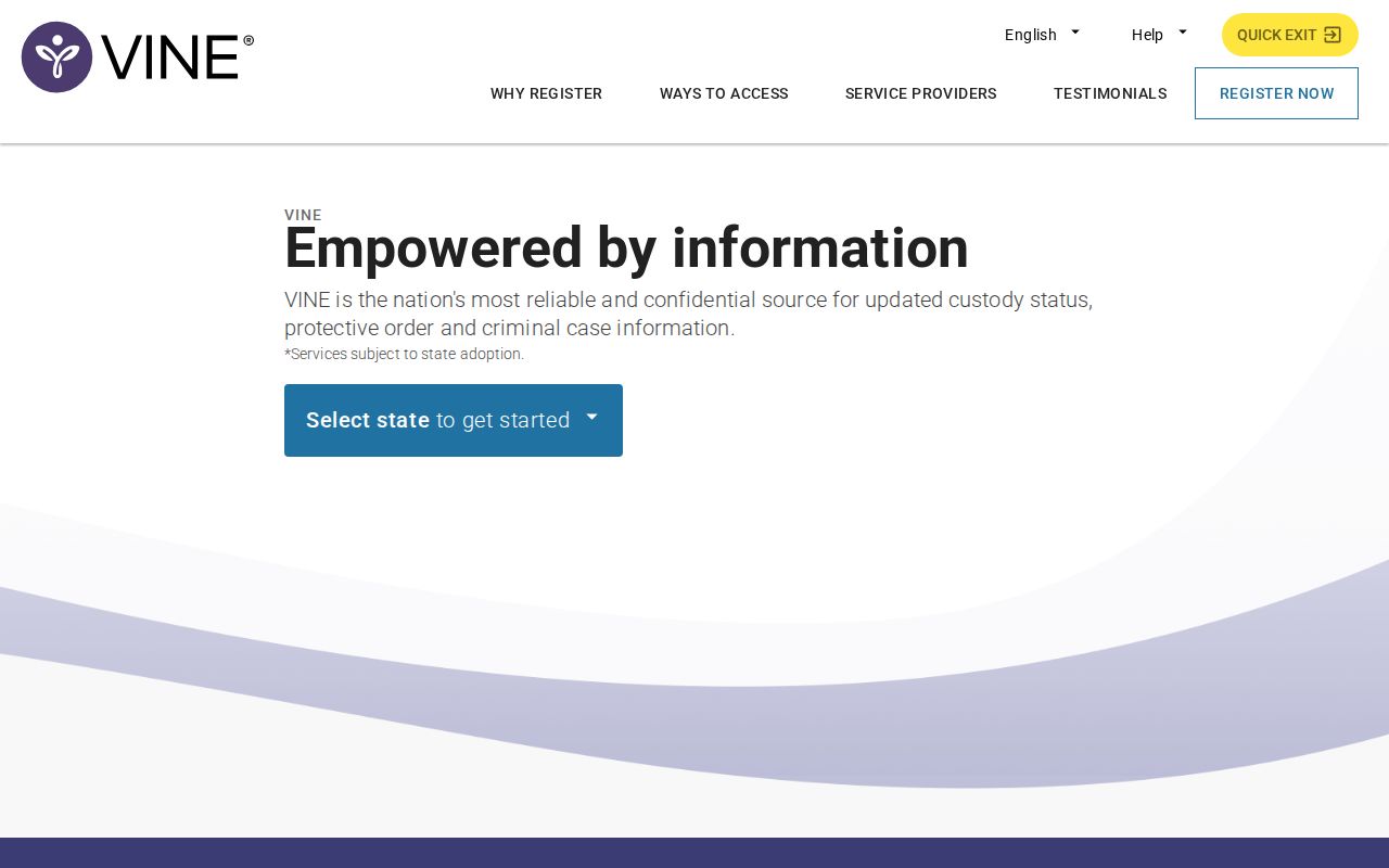 VINELink registration screen for Polk County custody alerts